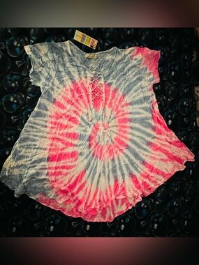 Blue and Pink Tie Dye Beach Cover Up